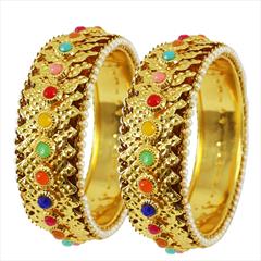 Multicolor color Bangles in Metal Alloy studded with Kundan & Gold Rodium Polish : 1583272