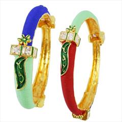Multicolor color Bangles in Metal Alloy studded with Austrian diamond & Gold Rodium Polish : 1583273