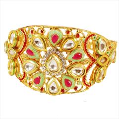 Red and Maroon, White and Off White color Bangles in Metal Alloy studded with Kundan & Gold Rodium Polish : 1583276