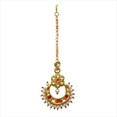 Red and Maroon color Mang Tikka in Copper studded with Kundan & Gold Rodium Polish : 1587013