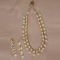 White and Off White color Necklace in Copper studded with Kundan, Pearl & Gold Rodium Polish : 1588512