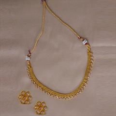 White and Off White color Necklace in Copper studded with CZ Diamond & Gold Rodium Polish : 1588561