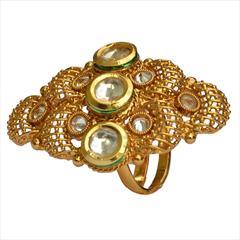 White and Off White color Ring in Brass studded with Kundan & Gold Rodium Polish : 1589062
