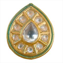 White and Off White color Ring in Brass studded with Kundan & Gold Rodium Polish : 1589103