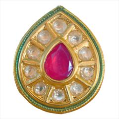 Pink and Majenta, White and Off White color Ring in Brass studded with Kundan & Gold Rodium Polish : 1589105