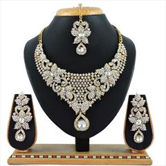 White and Off White color Necklace in Metal Alloy studded with CZ Diamond & Gold Rodium Polish : 1590894
