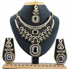 Black and Grey, White and Off White color Necklace in Metal Alloy studded with CZ Diamond & Gold Rodium Polish : 1590985