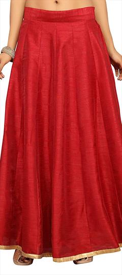 Casual Red and Maroon color Skirt in Dupion Silk fabric with Lace work : 1592051
