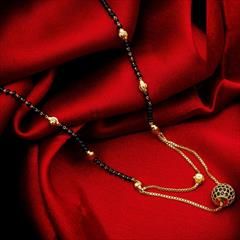 Black and Grey color Mangalsutra in Metal Alloy studded with Beads & Gold Rodium Polish : 1592212