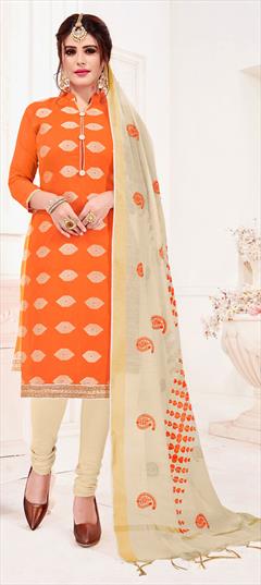 Festive, Party Wear Orange color Salwar Kameez in Jacquard fabric with Straight Weaving work : 1593974