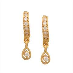 White and Off White color Earrings in Metal Alloy studded with CZ Diamond & Gold Rodium Polish : 1594108