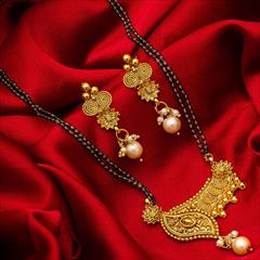 Black and Grey, White and Off White color Mangalsutra in Metal Alloy studded with Pearl & Gold Rodium Polish : 1594297