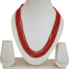 Red and Maroon color Necklace in Brass studded with Cubic Zirconia & Enamel : 1596107