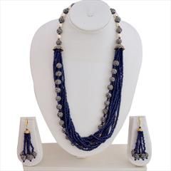 Blue color Necklace in Brass studded with CZ Diamond & Enamel : 1596210