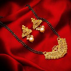 Beige and Brown color Mangalsutra in Metal Alloy studded with Pearl & Gold Rodium Polish : 1597464