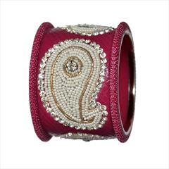 Pink and Majenta, White and Off White color Bangles in Brass studded with CZ Diamond, Pearl & Gold Rodium Polish : 1599592
