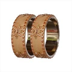 Beige and Brown color Bangles in Brass studded with CZ Diamond, Kundan & Gold Rodium Polish : 1599887