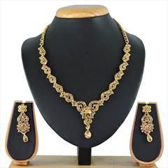 Gold color Necklace in Metal Alloy studded with CZ Diamond & Gold Rodium Polish : 1600351