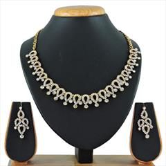White and Off White color Necklace in Metal Alloy studded with CZ Diamond & Gold Rodium Polish : 1600458