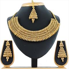 Beige and Brown color Necklace in Metal Alloy studded with CZ Diamond & Gold Rodium Polish : 1600470
