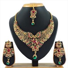Multicolor color Necklace in Metal Alloy studded with CZ Diamond & Gold Rodium Polish : 1600662