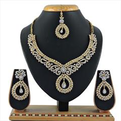 White and Off White color Necklace in Metal Alloy studded with CZ Diamond & Gold Rodium Polish : 1601468