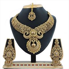 Gold color Necklace in Metal Alloy studded with CZ Diamond & Gold Rodium Polish : 1601507