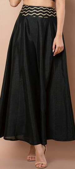 Casual Black and Grey color Skirt in Rayon fabric with Thread work : 1602366