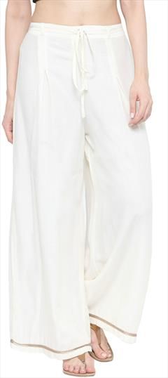 Casual White and Off White color Palazzo in Rayon fabric with Lace work : 1602383