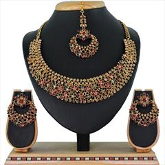Multicolor color Necklace in Metal Alloy studded with CZ Diamond & Gold Rodium Polish : 1602763