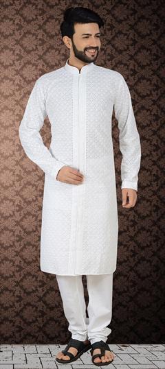 White and Off White color Kurta Pyjamas in Poly cotton fabric with Embroidered work : 1603282