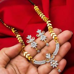 White and Off White color Mangalsutra in Metal Alloy studded with CZ Diamond & Gold Rodium Polish : 1605436