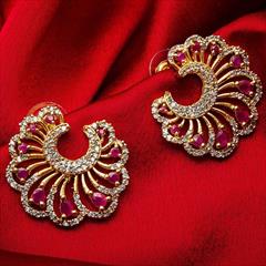 Pink and Majenta color Earrings in Metal Alloy studded with Austrian diamond & Gold Rodium Polish : 1607085