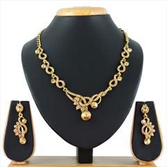 Gold color Necklace in Metal Alloy studded with CZ Diamond & Gold Rodium Polish : 1608620