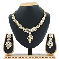 White and Off White color Necklace in Metal Alloy studded with CZ Diamond & Gold Rodium Polish : 1609572