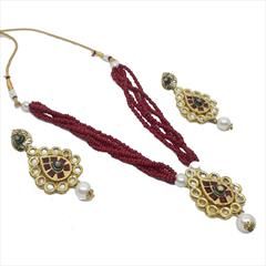 Multicolor color Necklace in Copper, Metal Alloy studded with Austrian diamond, Kundan & Gold Rodium Polish : 1610412