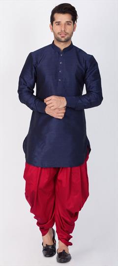 Blue color Dhoti Kurta in Dupion Silk fabric with Thread work : 1610818