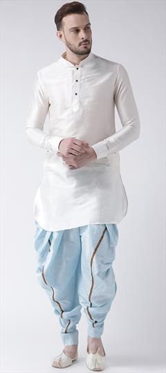 White and Off White color Dhoti Kurta in Dupion Silk fabric with Thread work : 1611850