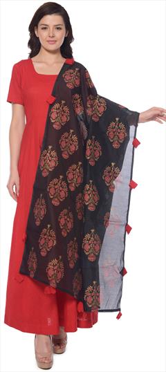 Party Wear, Reception Red and Maroon color Salwar Kameez in Cotton fabric with Abaya Block Print work : 1613447