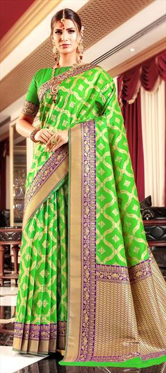 Traditional Green color Saree in Art Silk, Silk fabric with South Weaving work : 1613543