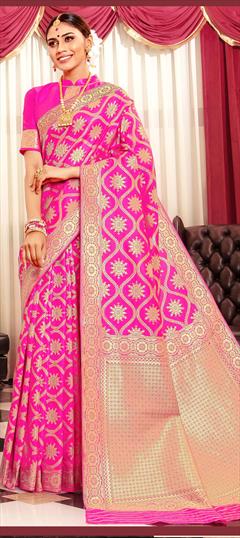 Traditional Pink and Majenta color Saree in Art Silk, Silk fabric with South Weaving work : 1613546