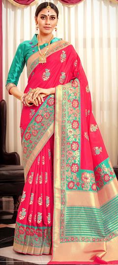 Traditional Pink and Majenta color Saree in Art Silk, Silk fabric with South Weaving work : 1613547
