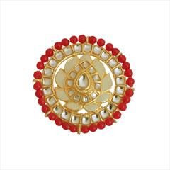 Red and Maroon color Ring in Brass studded with Kundan & Gold Rodium Polish : 1613668