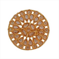 Beige and Brown color Ring in Brass studded with CZ Diamond & Gold Rodium Polish : 1615219