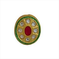Red and Maroon color Ring in Brass studded with Kundan & Gold Rodium Polish : 1615603