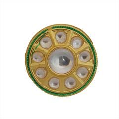 White and Off White color Ring in Brass studded with Kundan & Gold Rodium Polish : 1615605