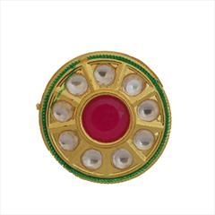 Red and Maroon color Ring in Metal Alloy studded with Kundan & Gold Rodium Polish : 1615607