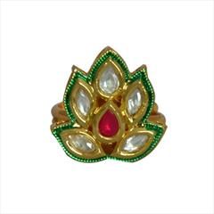 Red and Maroon color Ring in Metal Alloy studded with Kundan & Gold Rodium Polish : 1615609
