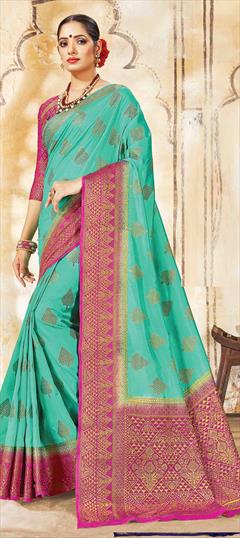 Traditional Green color Saree in Art Silk, Silk fabric with South Weaving work : 1617093