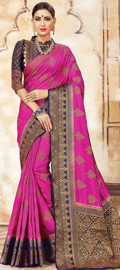 Traditional Pink and Majenta color Saree in Art Silk, Silk fabric with South Weaving work : 1617094